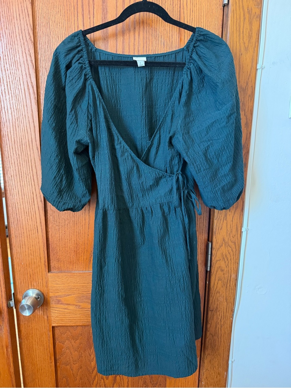 a new day Forest Green Puff-Sleeve Wrap Dress